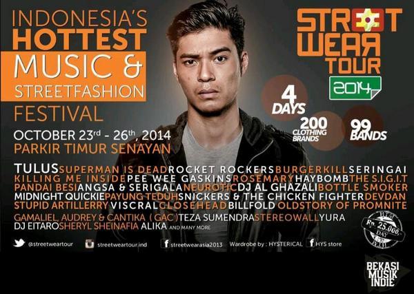 Hot Event! <a href="/streetweartour/">Streetwear Tour</a> 200 Clothing Brands, 99 Bands, 4 Days, 23-26 Oct 2014 at Parkir Timur Senayan, Jakarta