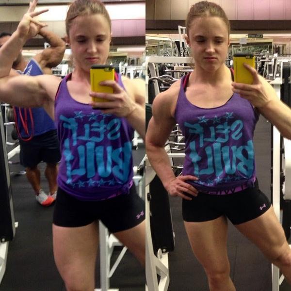 Buffyshots's tweet photo. @juliannegoespro #IamSelfBuilt ! 😜😎👌💪💥 Late Nite Gym Swolfie after a decent chest sesh! With a sneaky photobomber... http://t.co/SQAQOs50vC