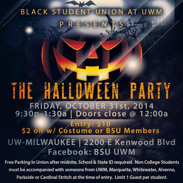 bsu milwaukee on twitter the black student union uwm hosts its annual halloween party featuring dj poison ivy you dont want to miss this