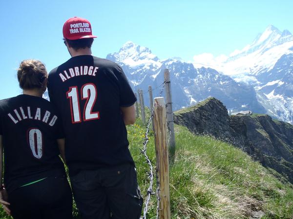 cassidywill's tweet photo. Cassidy and Matthijs repping Rip City in the Swiss Alps. (Grindewald, Switzerland) #WearInTheWorld http://t.co/TRuuEYfGaV