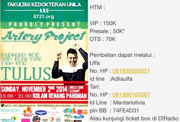 ayo beli TIKET TULUS DI AMFCREW, juga u/ OPERASI KATARAK GRATIS! jangan mau ketinggalan ya!
Langsung hubungin CP kami