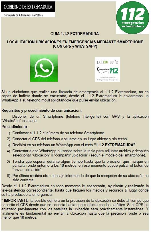 JuntaEx112's tweet photo. #Consejos112 Guía 112 para localización en espacios abiertos en caso de emergencias mediante Whatsapp (smartphones) http://t.co/zdqH8yRN5T