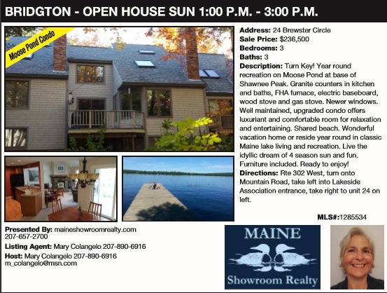 SebagoRegion's tweet image. Moose Pond Condo Open House, Sunday, 5/7, 1 to 3 pm! Condo across street from Shawnee Peak and located on Moose Pond! Ready for summer fun!