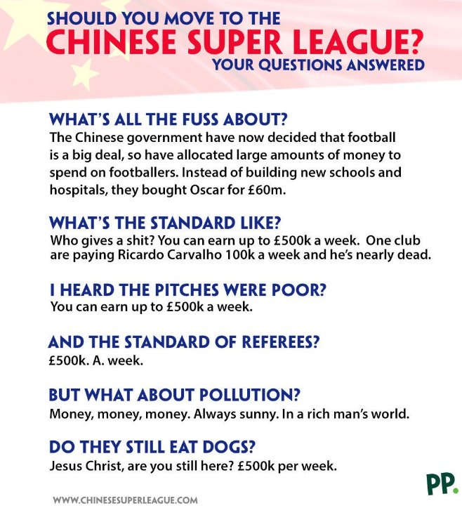 Diego Costa could be on his way to China at the end of the season. It's a no-brainer really.