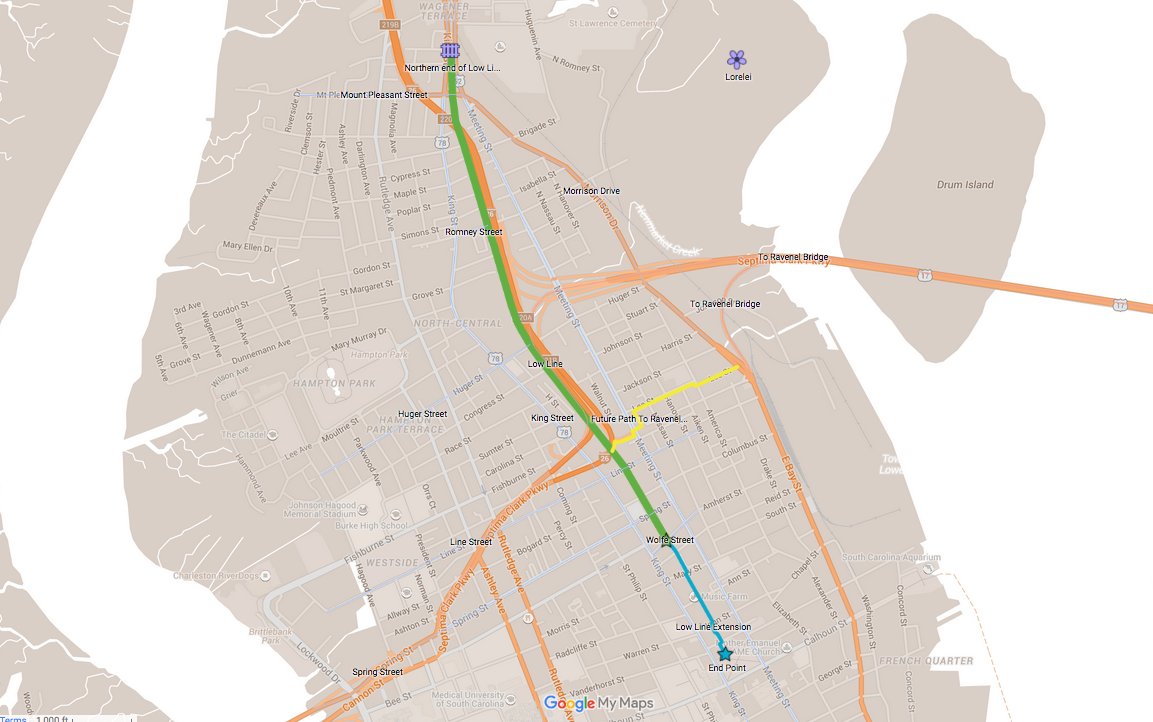 thelowline's tweet photo. @Mahanimalism Not the prettiest map, but this should give you an idea of the future path! #lowcountrylowline https://t.co/H6eYoaGDeH
