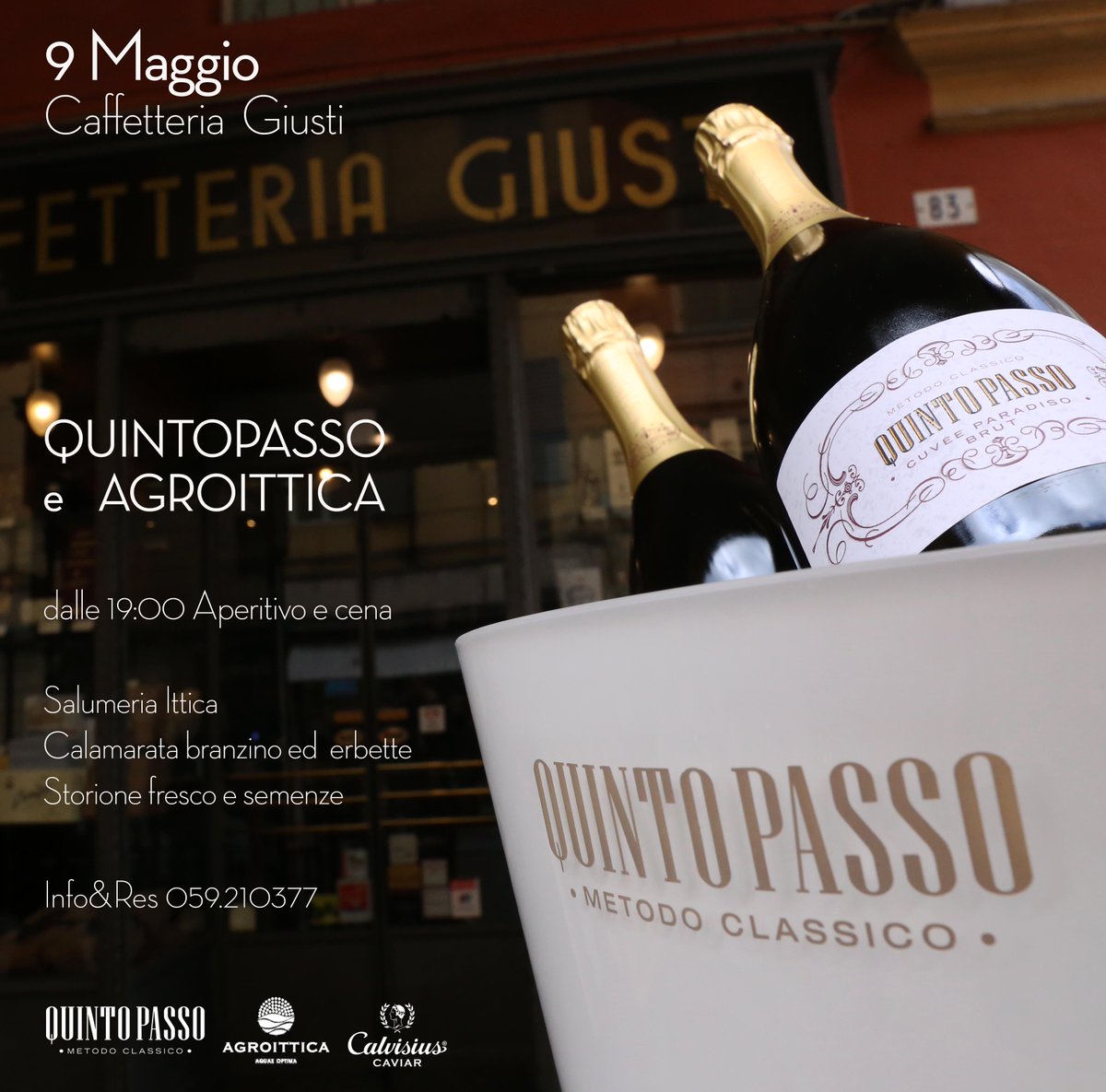 Quintopasso's tweet image. Una serata da non perdere martedì 9 alla Caffetteria Giusti! #Quintopasso #Modena #HappyHour #happytasting