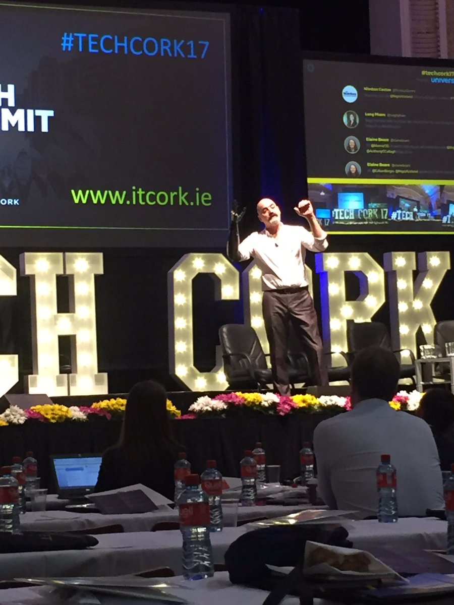 "Life changing does not have to be life ending", inspirational talk from Nigel Ackland about the benefits of his artificial arm #TechCork17