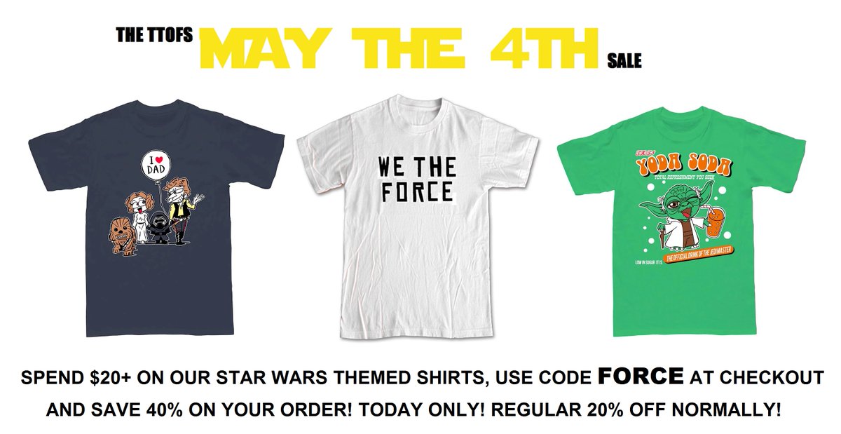 trythisonforsize.bigcartel.com/category/star-…

#StarWarsDay #StarWars #MayTheFourthBeWithYou
