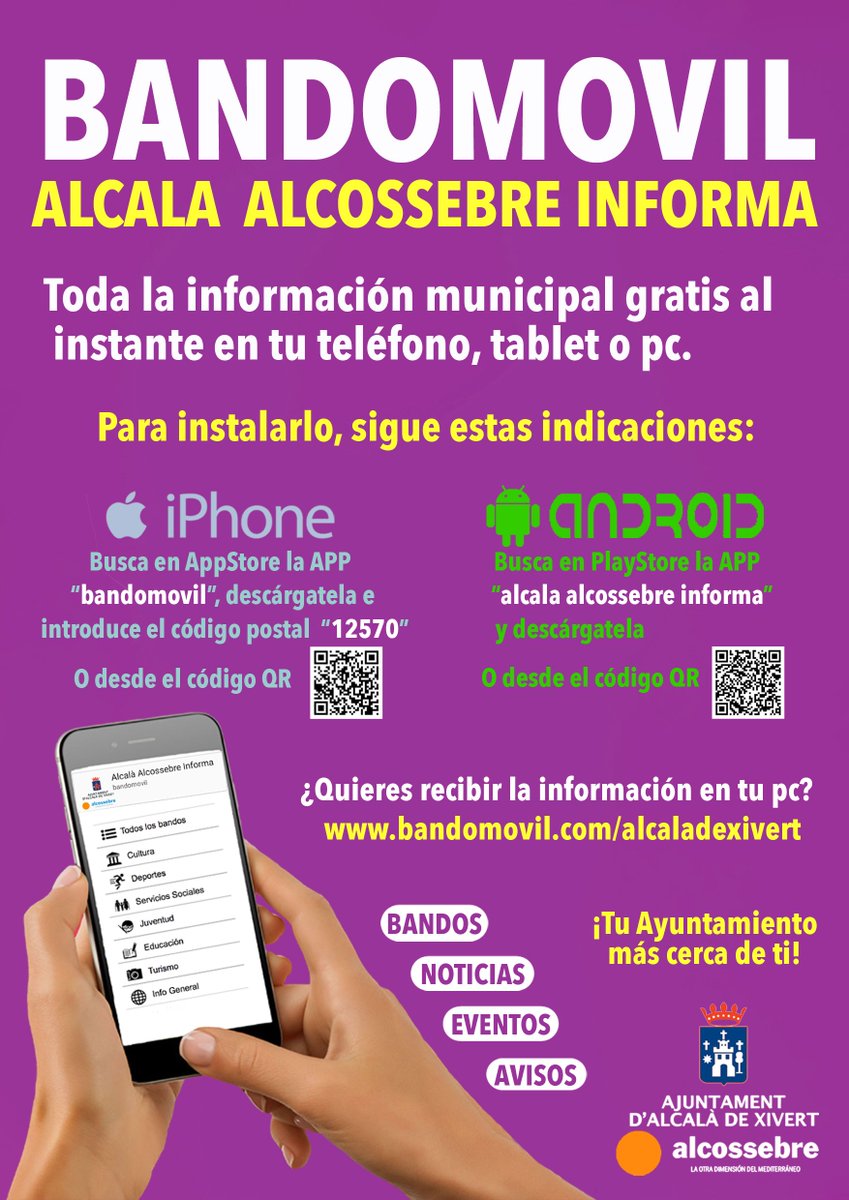 AlcAjuntament's tweet photo. 🔈Nova aplicació d'informació municipal a travès del telefon mòbil. Ja es pot descarregar per a #Iphone #Android i PC
https://t.co/cpvRb6e9hL https://t.co/ntutxIHgir