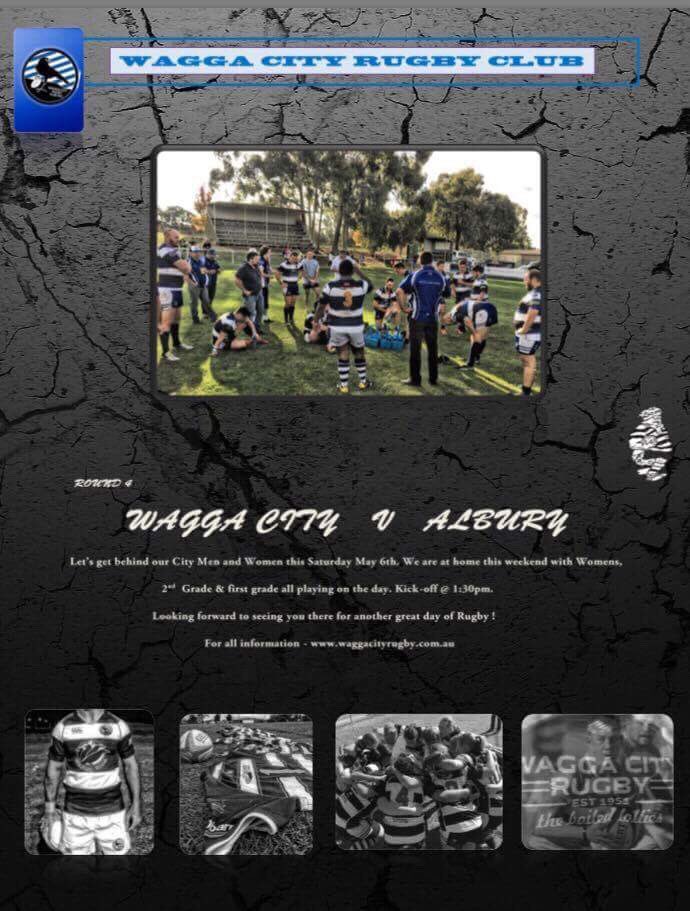 Wagga City v Albury. Get on down and enjoy some good rugby. #JLTBL