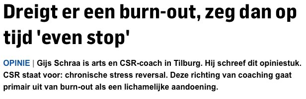 CSRcentrum's tweet photo. Dit goeie stuk van #CSRcoach en arts Gijs Schraa over #burnout nu ook te lezen in Eindhovens Dagblad: https://t.co/kzrkLvxAUT https://t.co/zOiIeNJxAF