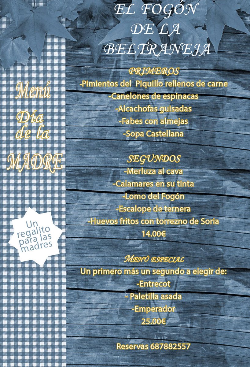 vivoguada's tweet photo. El Fogón de la Beltraneja ha preparado un Menú Especial para el Día de la Madre con regalo sorpresa ¡Reserva ya! https://t.co/poh9Slx3p3 https://t.co/5GDOJLc3Fv