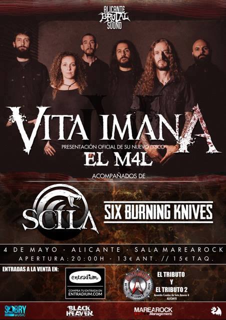 Esta tarde en la <a href="/salamarearock/">Sala Marearock</a> conciertazo de <a href="/VitaimanA/">VITA IMANA</a>, <a href="/ScilaBand/">Scila</a>  y Six Burning Knives alicantelivemusic.blogspot.com.es/2017/05/agenda…