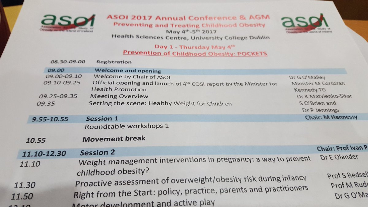 .marcellaCK Day 1 #asoi2017 Focus on prevention and treatment of child and adolescent obesity <a href="/HSELive/">HSE Ireland</a> <a href="/ASOIreland/">ASOI</a>