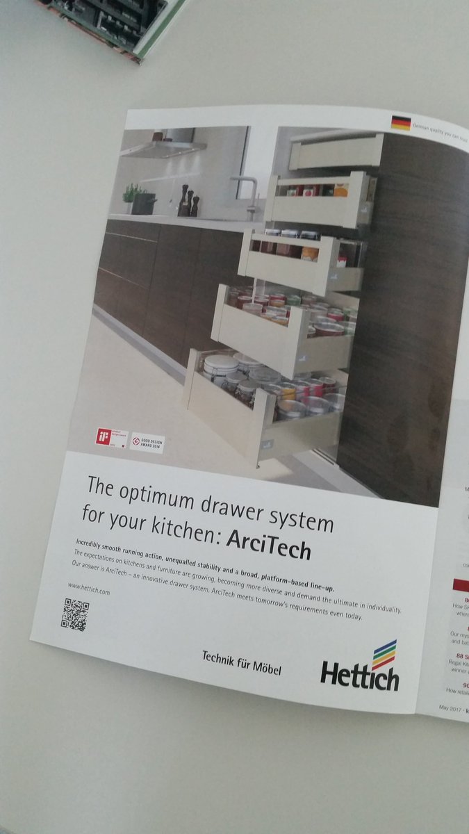 HettichUKPatter's tweet photo. Great looking #ArciTech advert in @kbbreview this month. And a very frank editorial with one if our fastest growing customers! #kbbreview https://t.co/rGZ22a1OvU