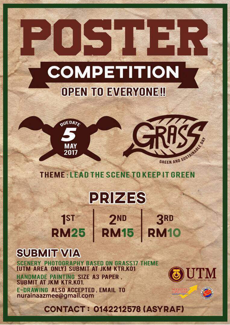 twt_grass's tweet photo. Warga UTM sekalian !!! 📣📣

Ayuh, siapa yg nak join Poster Competition🎨 boleh lagi sampai esok

Due date : 5/5/17

❗Daftar Segera❗ https://t.co/nXDrGMXGbO
