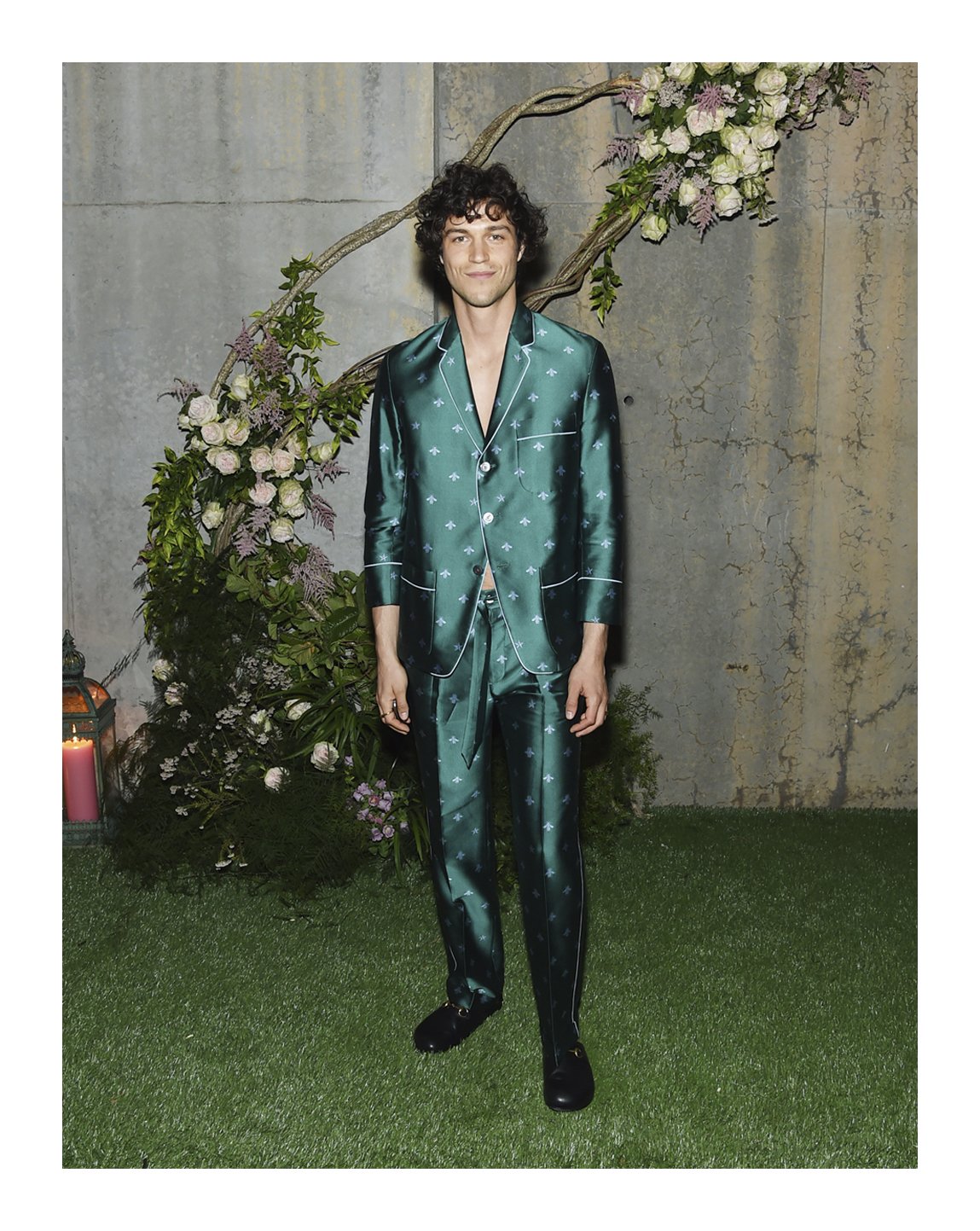 gucci on X: At the #Gucci Bloom party, #MilesMcMillan wore pajama style # Gucci pants and shirt. More  #InBloom   / X