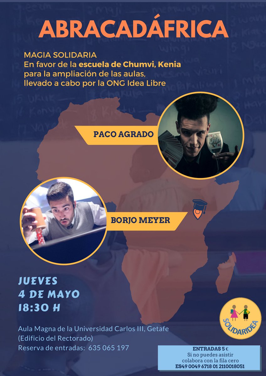 ¡Hoy a las 18.30 tienes una cita ineludible con #Abracadáfrica #evento #solidario <a href="/pacoagrado/">Paco Agrado</a> Organiza <a href="/solidaridea/">SolidarIdea</a> #magia