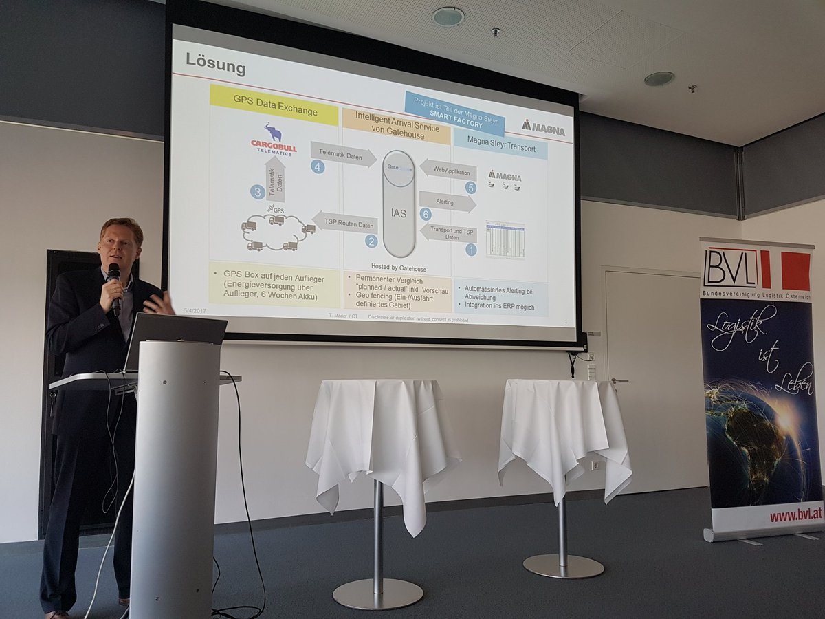 BVL_Austria's tweet photo. Vernetzter Produktionsprozess über 1.200km hinweg durch #Digitalisierung in der #Logistik bei #Magna @BVL_Austria #steiermark vorgestellt https://t.co/5QlG121EH2