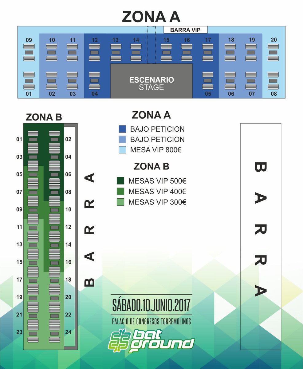 ¿Quieres tu reservado para #batGround? 
Escoge el tuyo, te dejamos el plano y avísanos al 633 100 963
Entradas: bit.ly/BatGroundConne…
