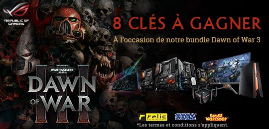 ASUS_ROG_FR's tweet photo. 🎁#CONCOURS À l'occasion de notre bundle #ROG Dawn of War 3, on vous fait gagner 8 jeux steam ! 
➡Pour participer : https://t.co/36CneGE5an https://t.co/aWCMFm0CeK
