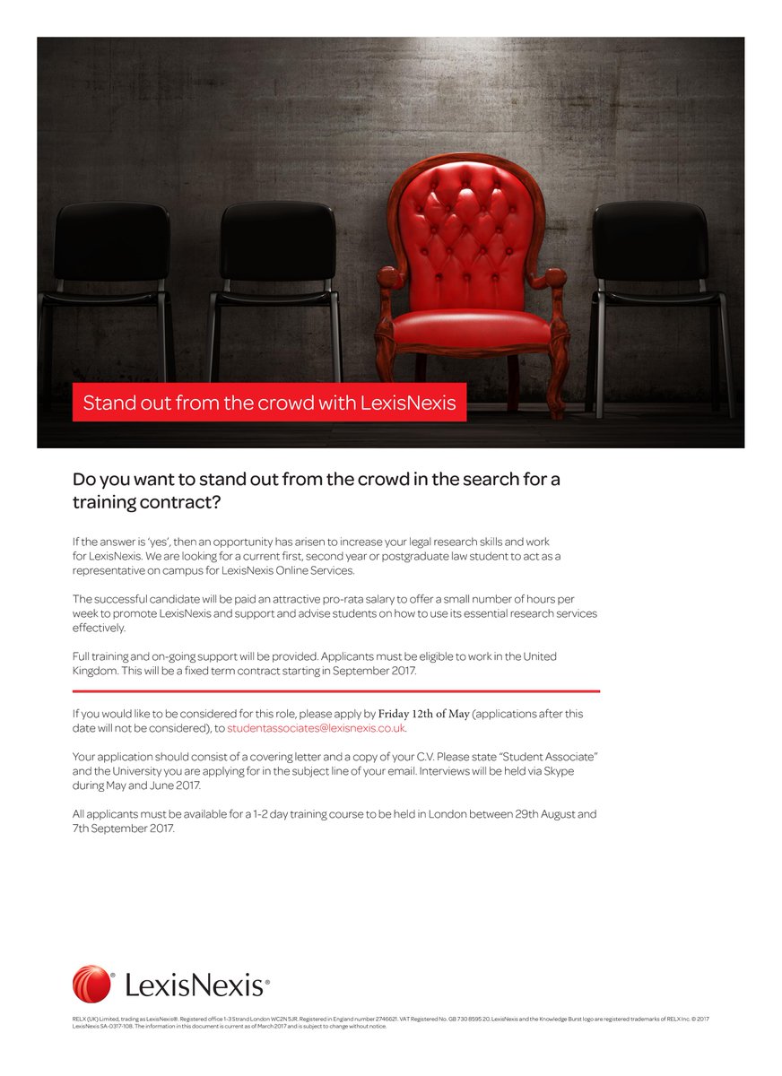 <a href="/USWlaw/">USW Law Society</a> @USWlaf Great opportunity to become a LexisNexis Campus Representative.