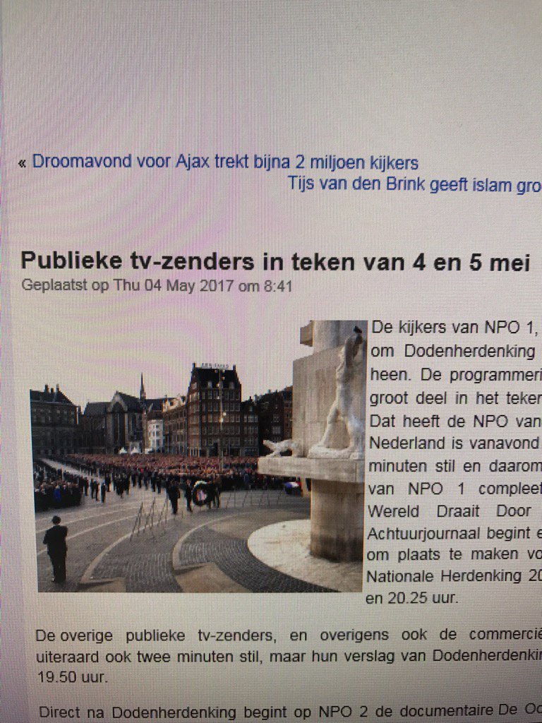 Herdenking op 4 mei en 5 mei viering... Trots op bijdrage @idtv samen met <a href="/NOS/">NOS</a> !