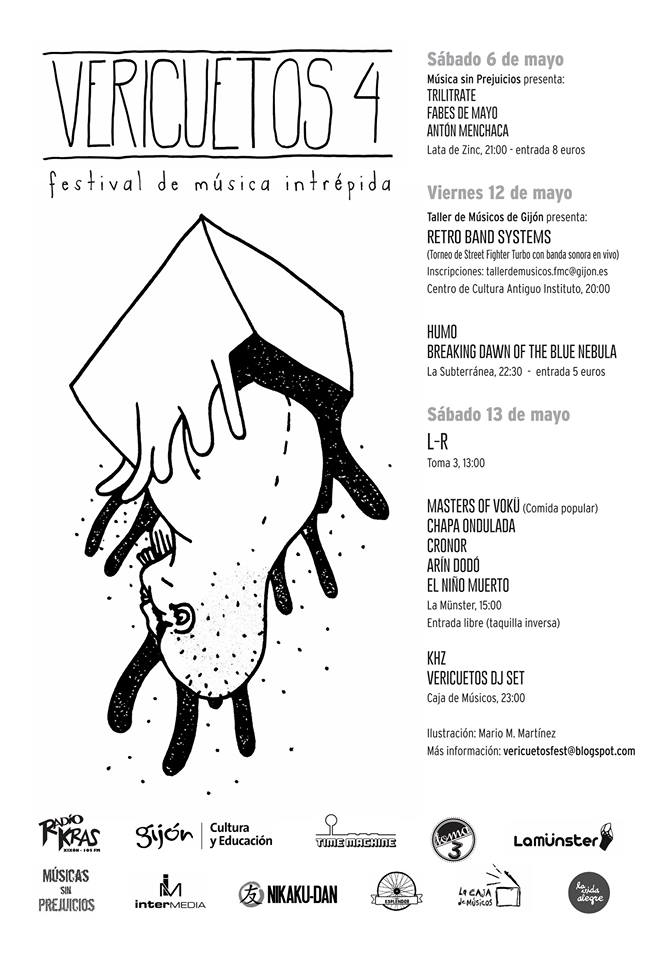 Llega el 4º #VericuetosFest
Viernes 6M: Trilitrate, <a href="/fabesdemayo/">Fabes de Mayo</a> y Antón Menchaca en <a href="/latadezinc/">lata de zinc</a> de Uviéu
12-13M: 11 grupos en Xixón