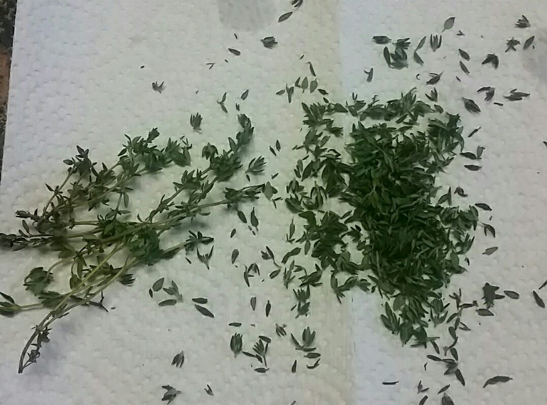 Drying some fresh herbs that have been sitting in the fridge....just trying to make the most of what little thyme we have.