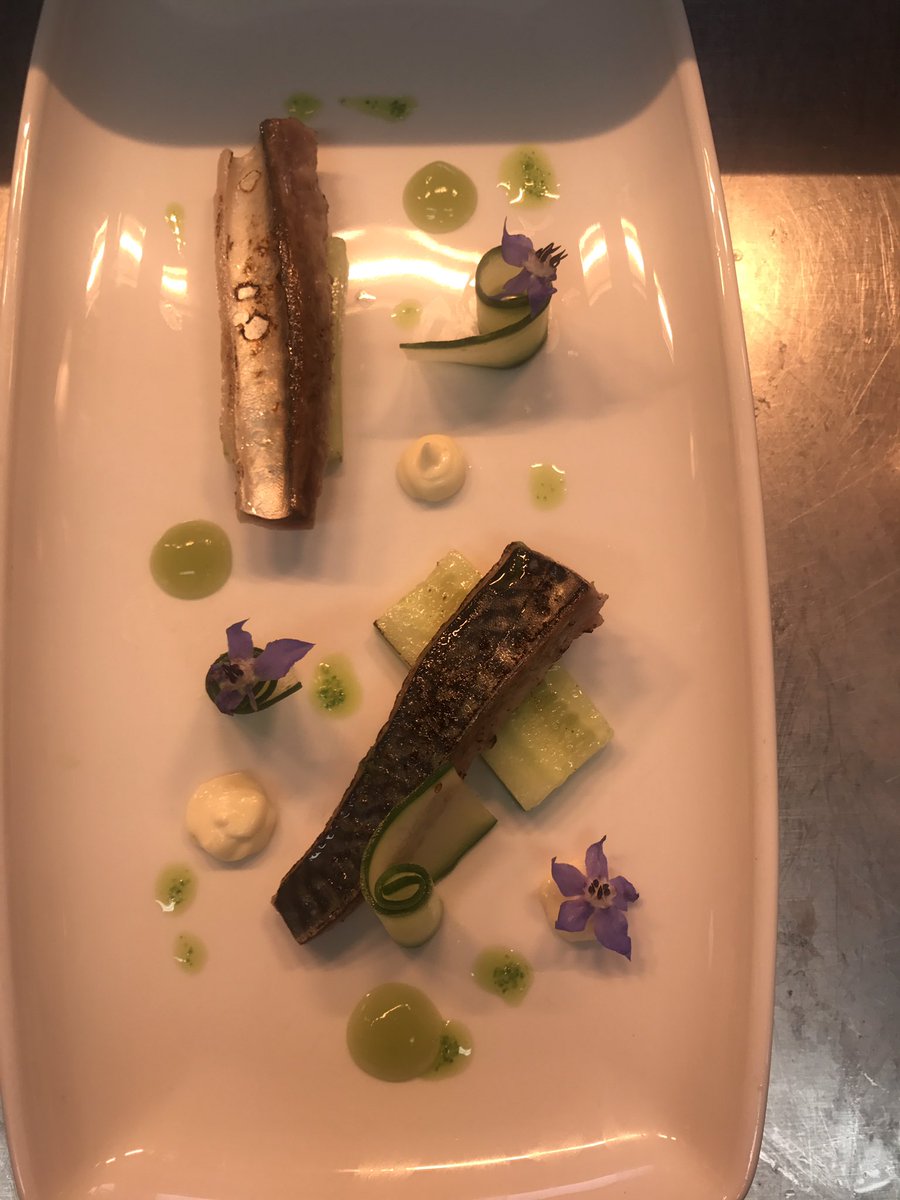 Playing around with a new dish. Gin and tonic cured mackerel,cucumber, bergamot, horseradish #foodie #essex
