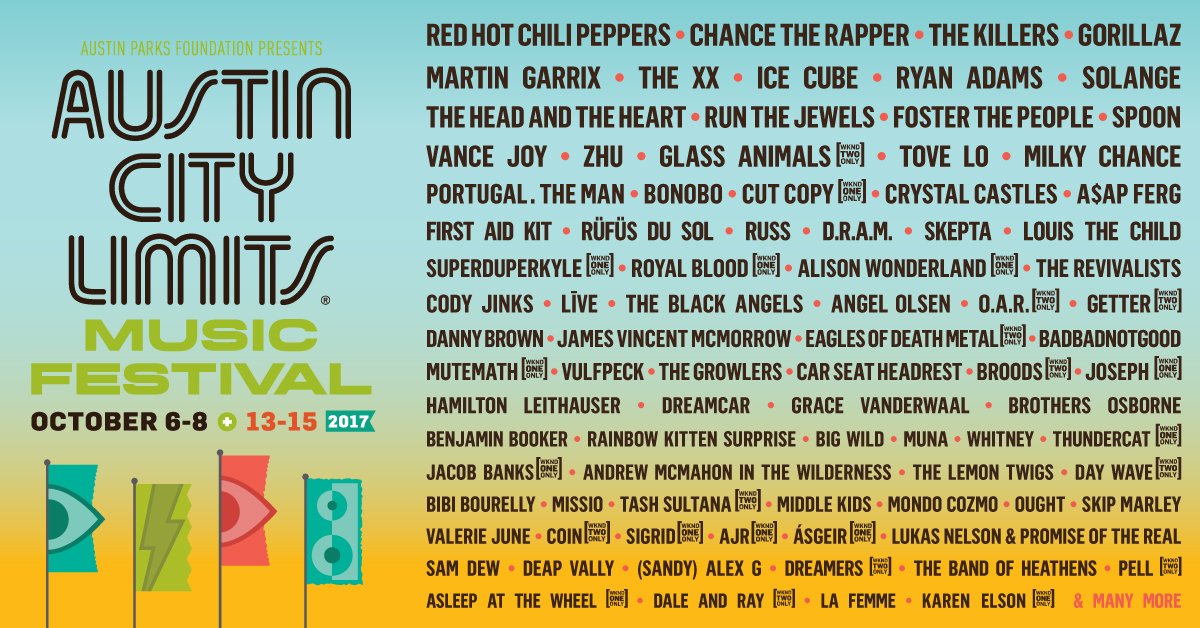 Here is your 2017 #ACLFest Lineup! 3-Day Tickets and Hotel Packages go on sale at 10am CT TODAY! bit.ly/2oisRR8