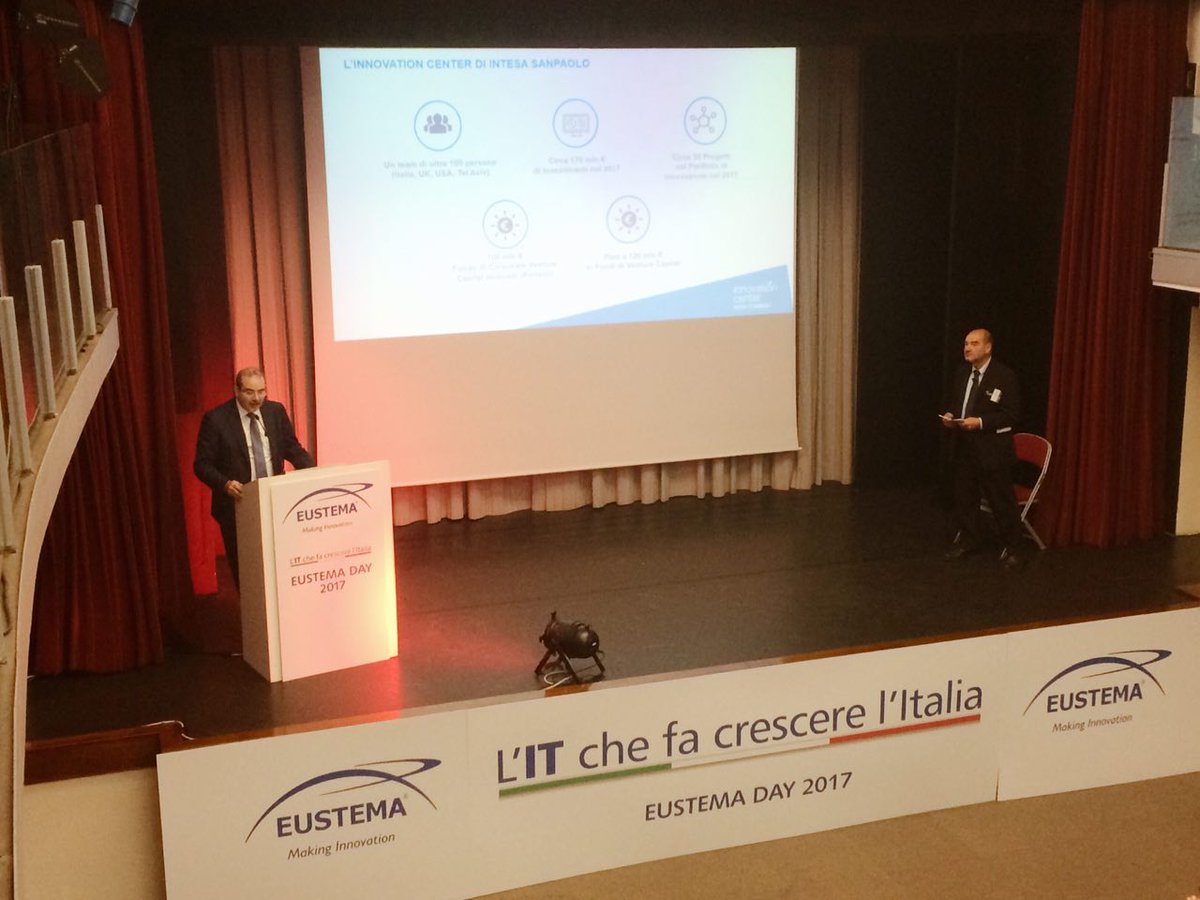 Pagetti, @IntesaSanpaolo: «Dal 2015 abbiamo Centro per l'Innovazione, aiutiamo 200k imprese clienti a investire» #EustemaDay17 #innovazione