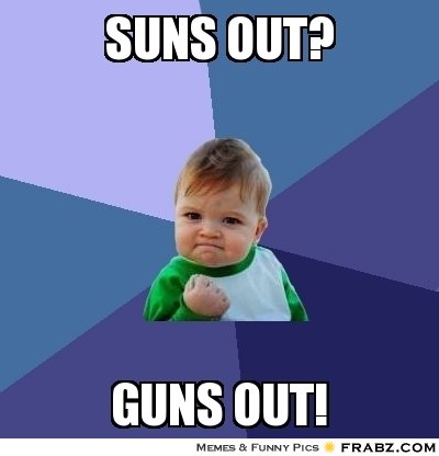 Sun's out! Who else is being nagged to dust off the paddling pool by a child wearing only a pair of shorts &amp; flexing their muscles??