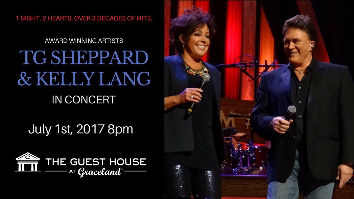 Elvis' friend and country star, <a href="/TGSheppardmusic/">TG Sheppard</a>​ &amp; <a href="/kellylangmusic/">Kelly Lang</a> perform 7/1. Buy tkts now. Heck, stay the night! bit.ly/2q1YsaU