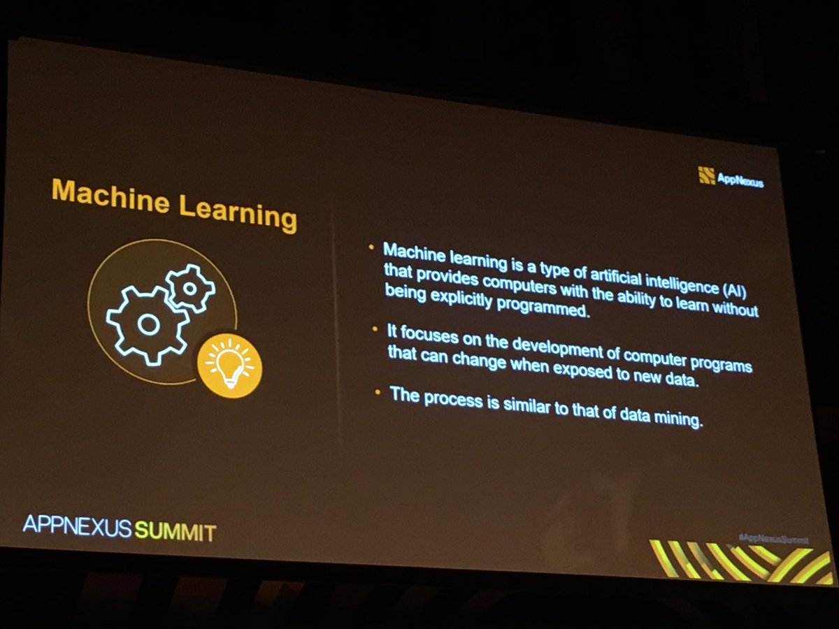 ML will handle the heavy load of optimisation to enable us to apply human insight to add value #AppNexusSummit