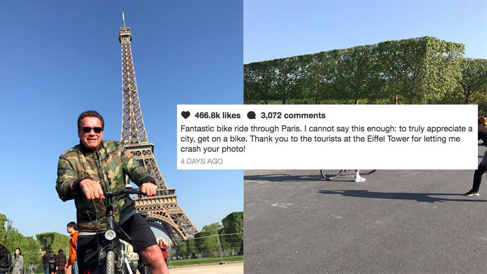 Arnold Schwarzenegger gleefully cycles around Paris, photobombs tourists like a... ln.is/iTWM7 by #mashable via @c0nvey