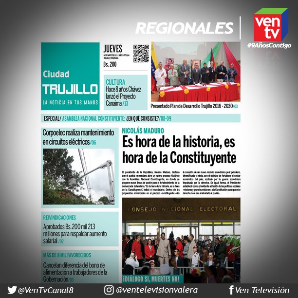 Esta es la Portada del <a href="/CiudadTRU/">Ciudad Trujillo</a> #4Mayo #MasAllaDeLaNoticia con <a href="/NatachaAldana/">Natacha Aldana</a> por #VenTv y #SuperHit961