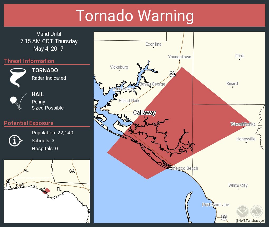 Tornado Warning including Callaway FL, Parker FL until 715 AM CDT U