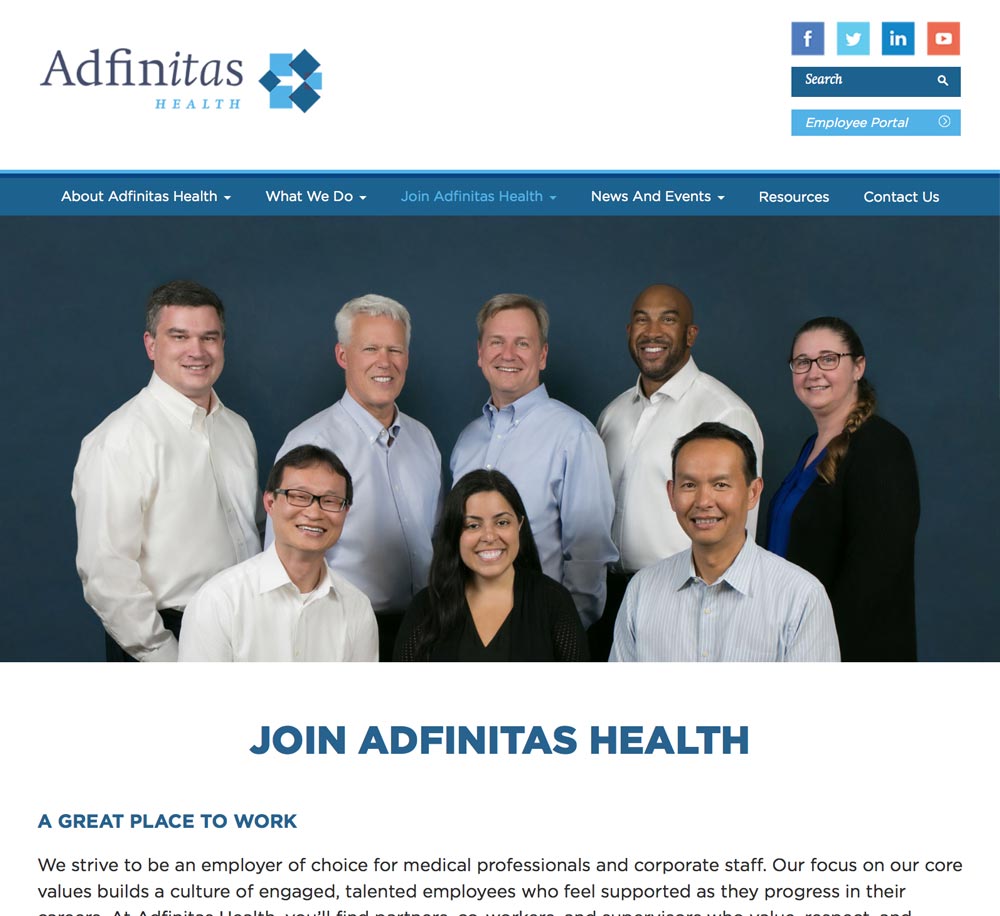 We've got a new look!  See why we've grown to be the largest private hospitalist group in the Mid-Atlantic. AdfinitasHealth.com