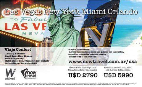 NowTravelArg's tweet photo. USA 12 días!  
NY-LAS VEGAS-ORLANDO-MIAMI
now or never! +5492613454940
info@nowtravel.com.ar
https://t.co/mu3iGcc4gK https://t.co/291WaSXRT4