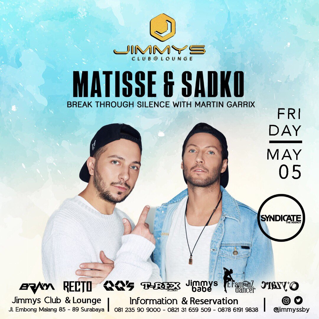 FRIDAY MAY 5th ,Duo representative electronic club MATISSE &amp; SADKO <a href="/jimmyssby/">Jimmyssby</a> <a href="/DanceSignal/">DanceSignal™</a> @HARDROCKFMSBY <a href="/MatisseSadko/">Matisse & Sadko</a> <a href="/indoclubbing/">indoclubbing.com</a>