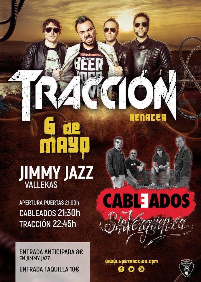 TRACCIÓN, Sábado 6 en JIMMY JAZZ, Madrid

rockinspain.es/noticias/tracc…

<a href="/DromedarioRock/">El Dromedario Records</a> <a href="/Los_Traccion/">Traccion [Oficial]</a> <a href="/JimmyJazzVk/">Jimmy Jazz VK</a>