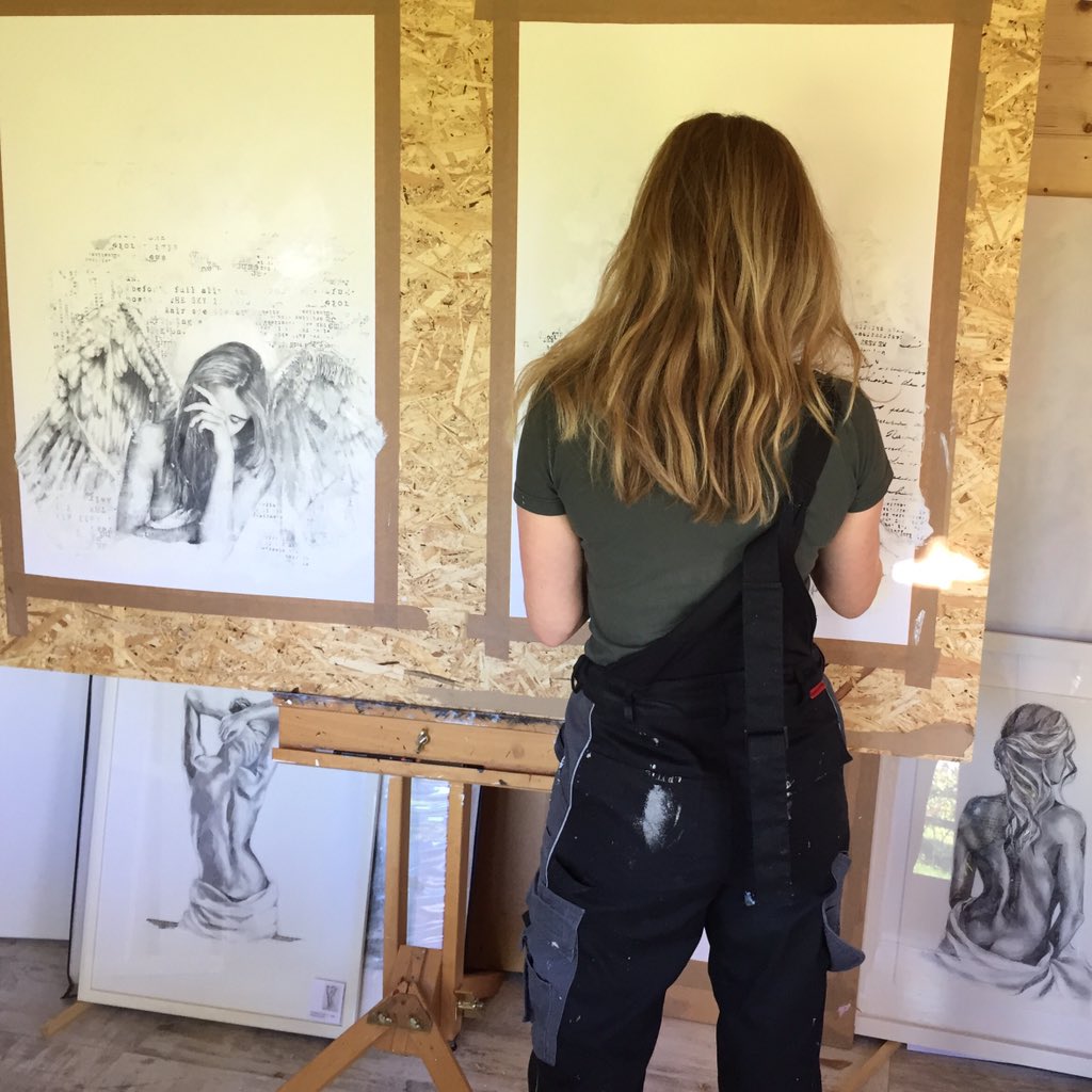 Janethomsonart's tweet photo. @George_Thornton @FreshArtFair Finishing touches ready for @FreshArtFair in Cheltenham. 13th &amp;14th May. Showing with @George_Thornton https://t.co/UuB31cgNs0