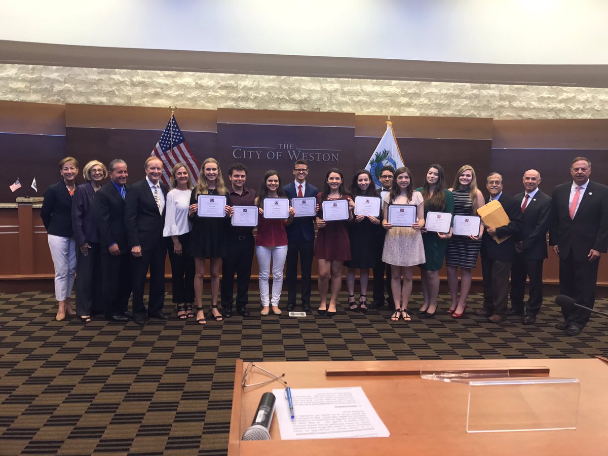 <a href="/CityofWeston/">City of Weston</a> It was a wonderful evening for our scholarship students at the City Commission meeting last night.