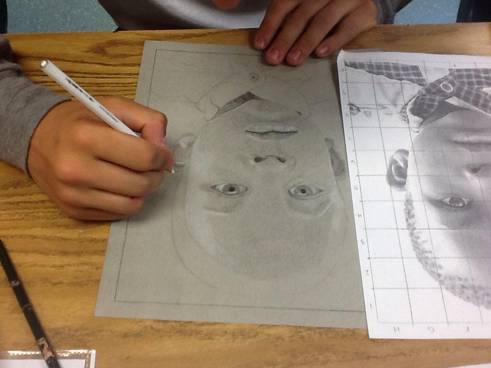 JHS_Furr's tweet image. Working hard in Drawing on the #memoryproject @JamestownHigh