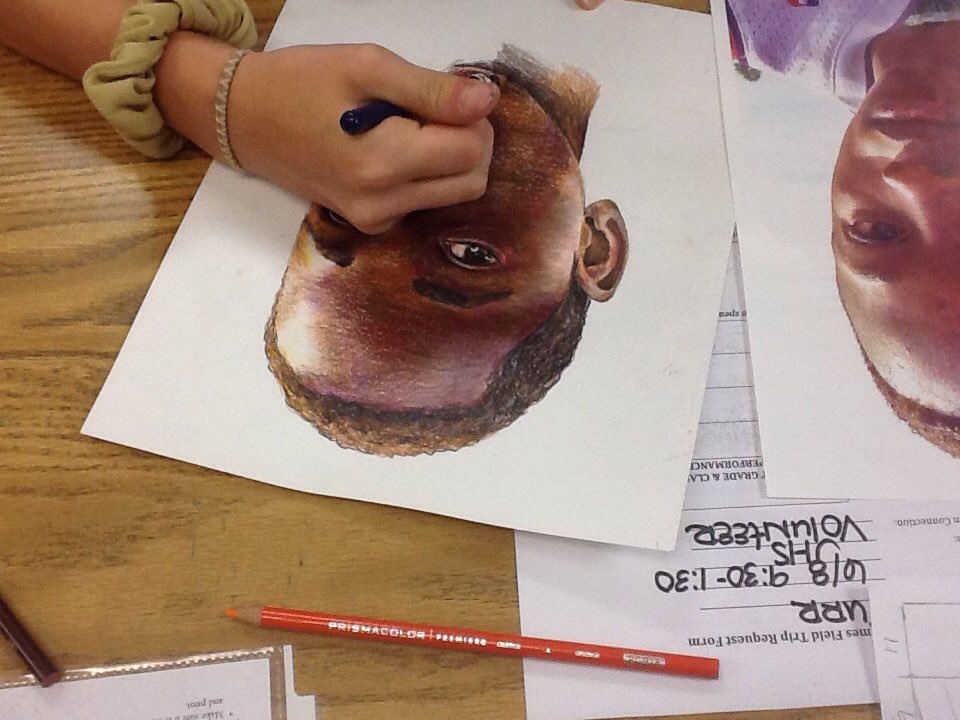 JHS_Furr's tweet image. Working hard in Drawing on the #memoryproject @JamestownHigh