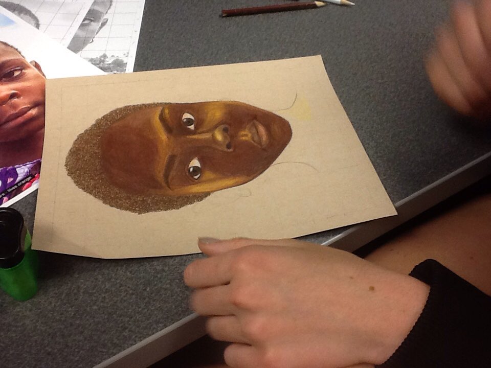 JHS_Furr's tweet image. Working hard in Drawing on the #memoryproject @JamestownHigh