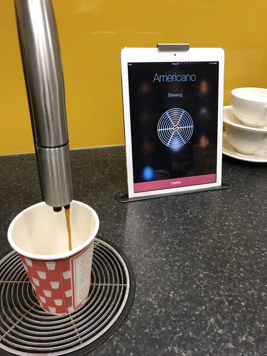 HilaryHanberry's tweet image. Never seen anything like this before! Pick your coffee from an iPad! The #GoogleLab in @PwC_UK @bitcni