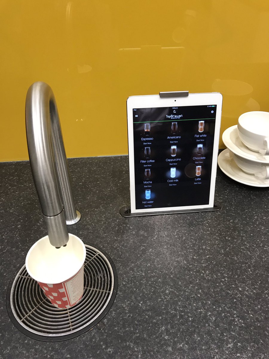 HilaryHanberry's tweet image. Never seen anything like this before! Pick your coffee from an iPad! The #GoogleLab in @PwC_UK @bitcni