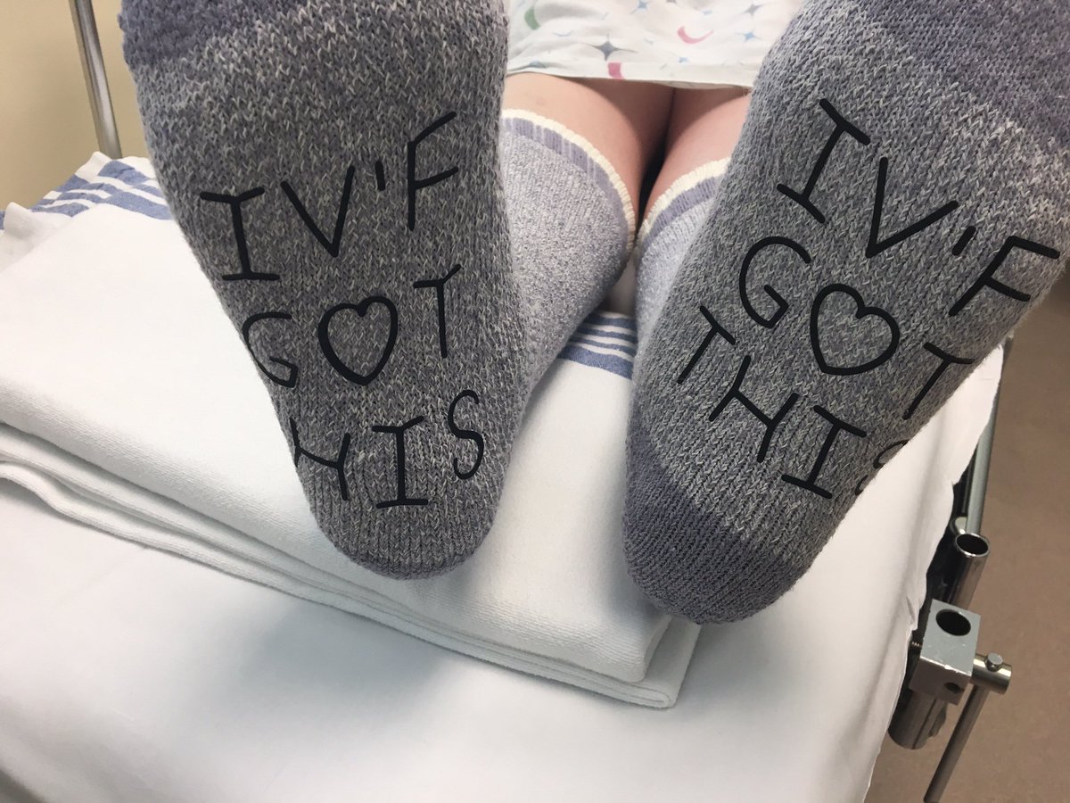 RADFertility's tweet photo. A sock selfie! These positive #IVFsocks represent so much – good luck, hope, and a way get a smile! The socks say it best #IVFGotThis! #ivf https://t.co/rk3B4k1UaY